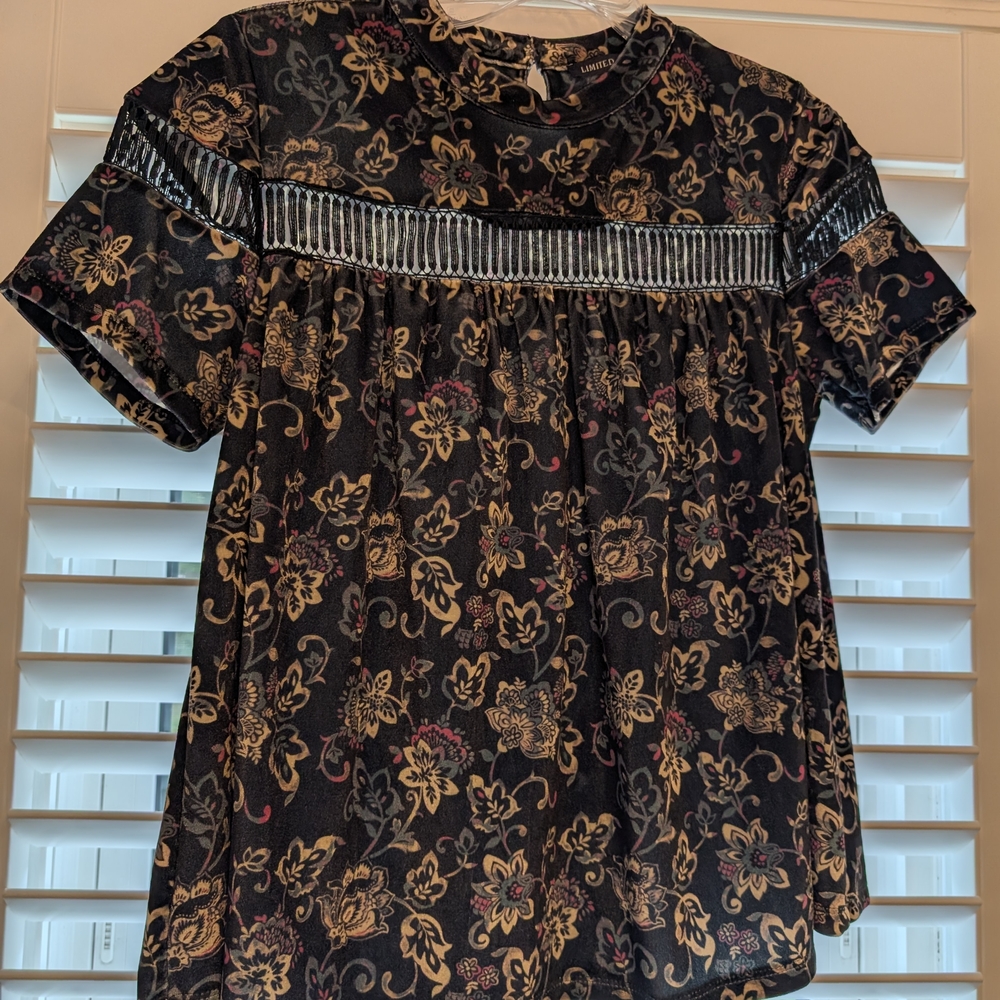 Limited Edition Black Velvet Floral Blouse With Cutout Section